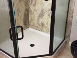 AFTER - New Valencia Granite Acrylic Surround with White Neo-Angle Shower Pan