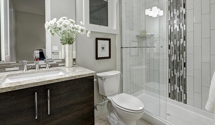 Bathroom interior after toilet replacement