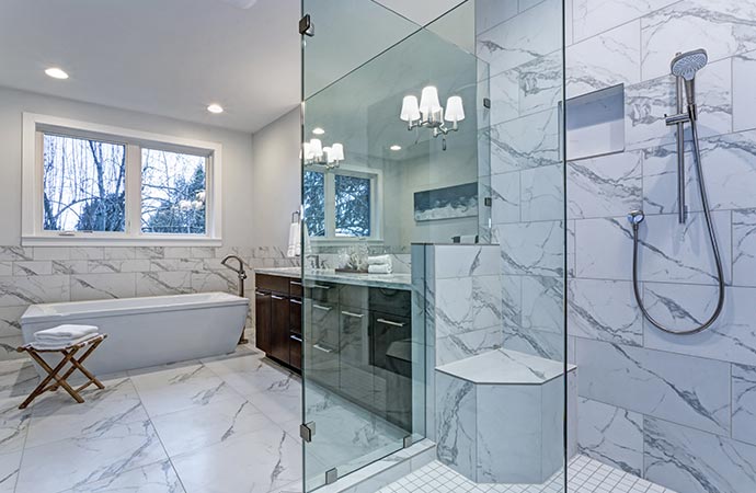 clean modern bathroom after remodeling