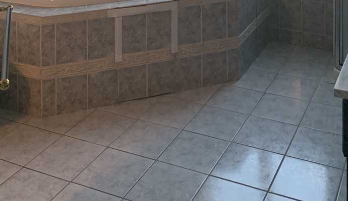 A close-up view of tiled flooring in a bathroom