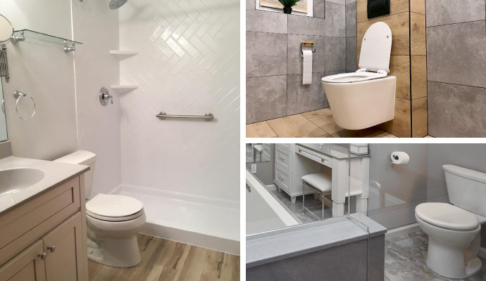 Collage of different types of toilet