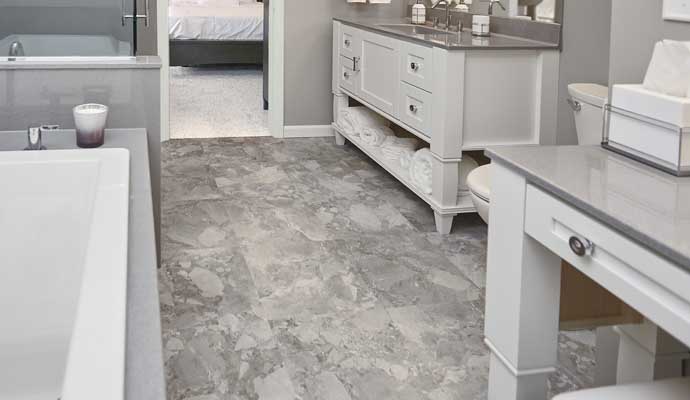 Newly installed bathroom floor