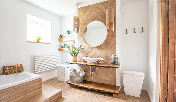 stylish luxurious bathroom that has been renovated