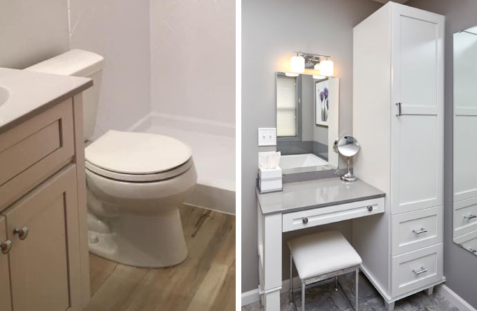 collage of clean toilet and vanity