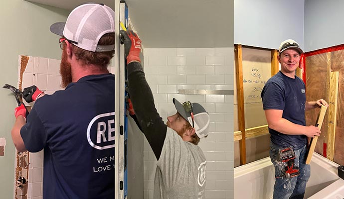 Experts working for renovating a bathroom