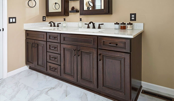 Installed bathroom vanities