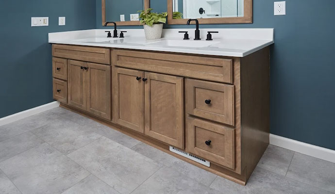 Installed bathroom vanities