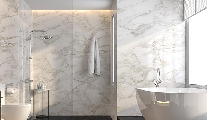 Installed custom wall in bathroom