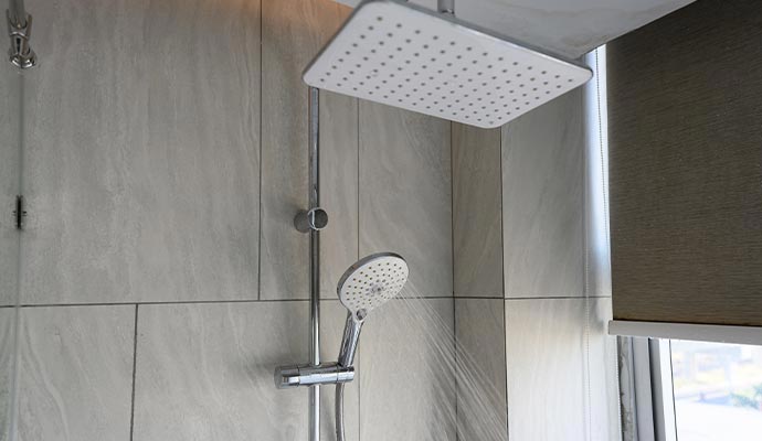 Installed modern showerhead