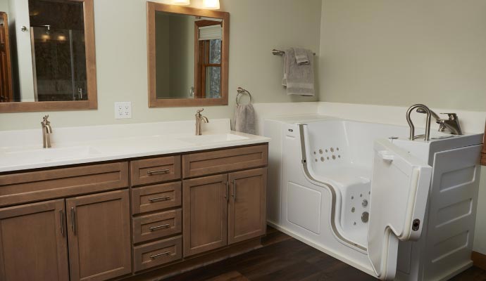 Installed modern walk-in tub