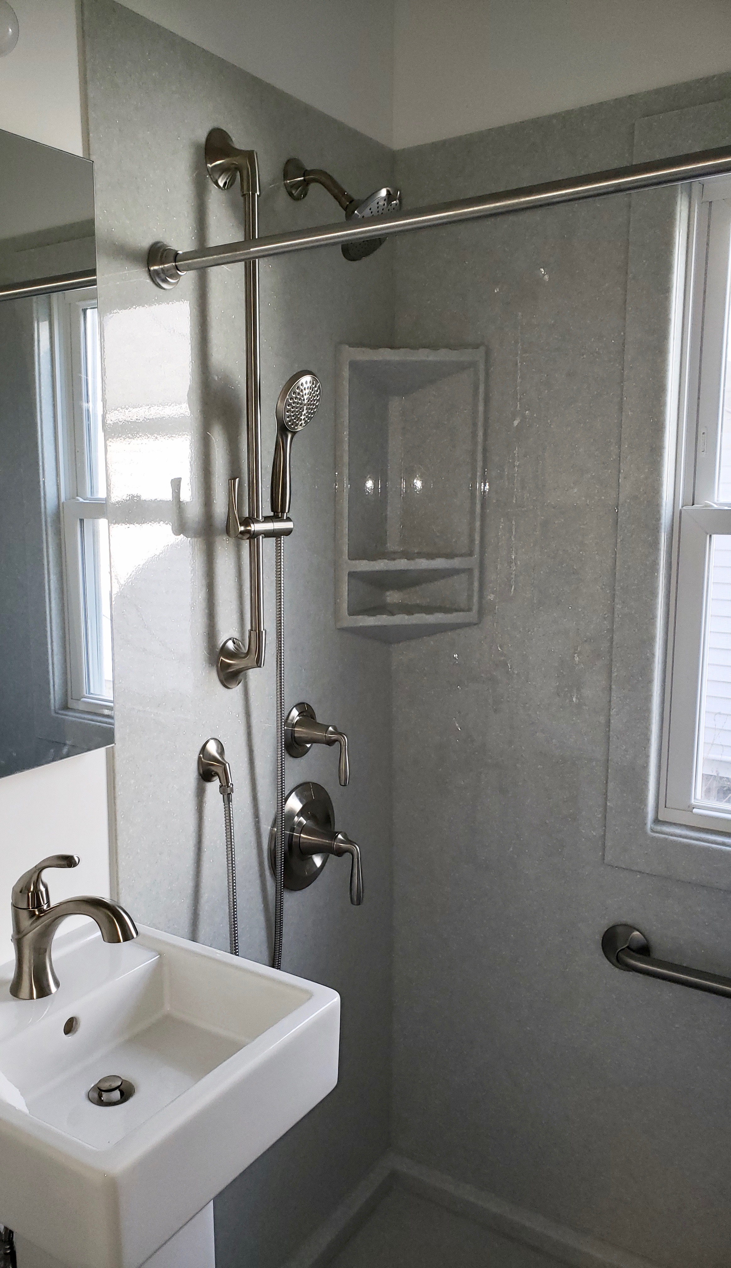 Beautiful Walk-In Shower with Onyx Cloud Surround