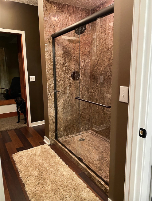 After, Durabath Walk-in Shower Tahoe Granite Surround