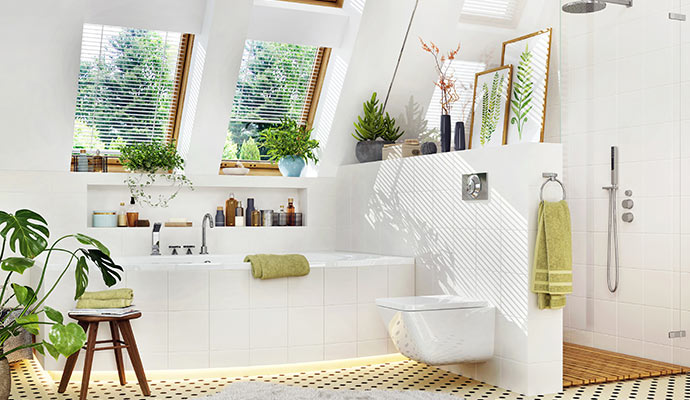 luxury bathroom with bath-tub & shower