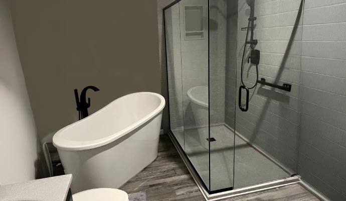 Newly installed shower surrounds