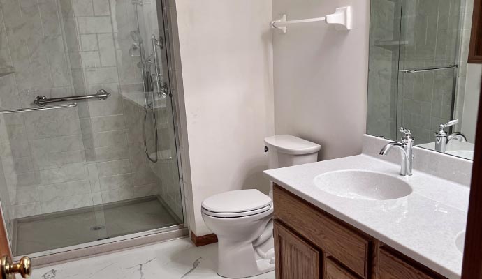 Remodeled basement bathroom