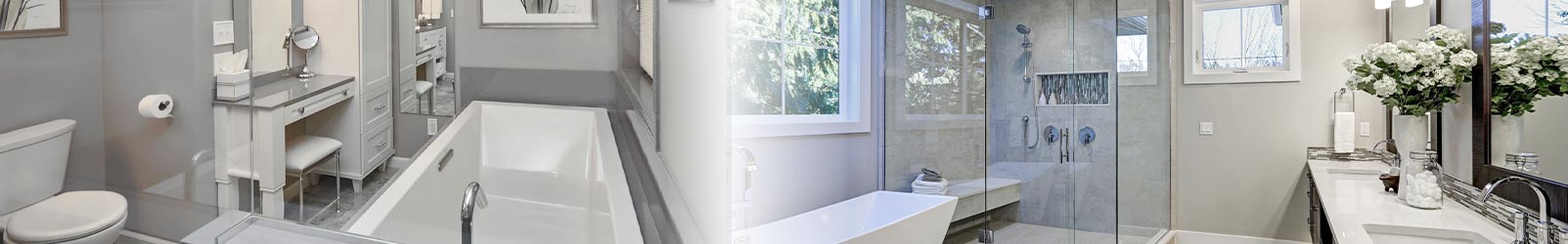 Remodelled bathroom interior banner