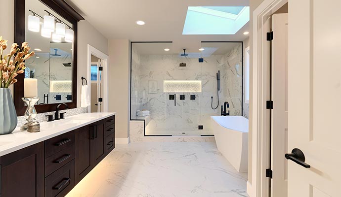 Remodelled beautiful bathroom interior