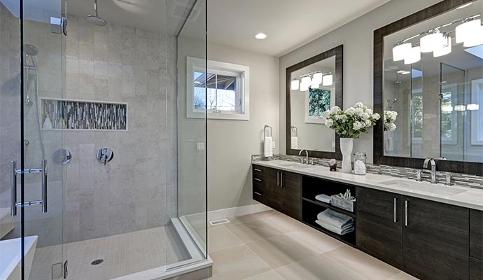 Remodelled modern bathroom interior