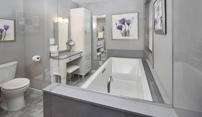 Modern bathroom remodel with soaking tub