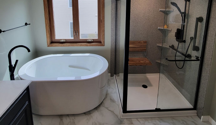 Modern bathroom remodel with tub