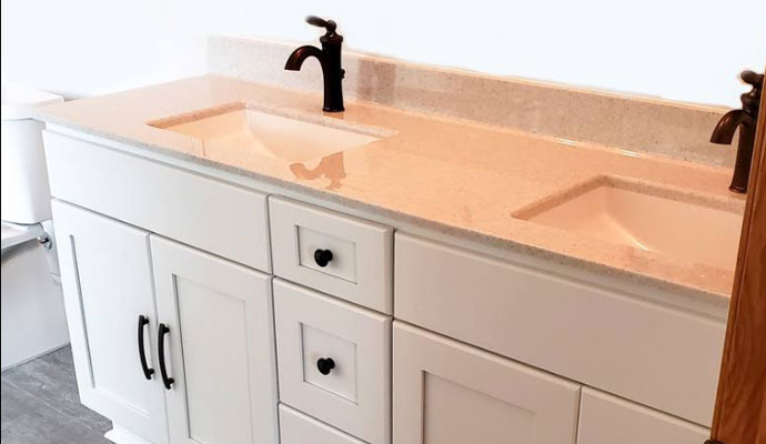 White double sink shaker vanity