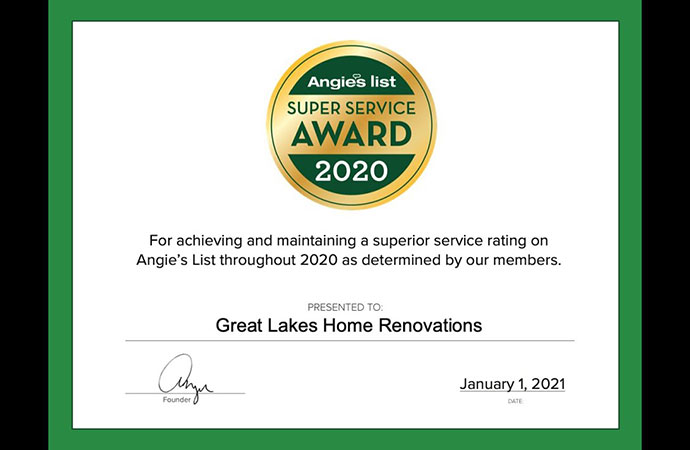 Angie's List Super Service Award 2020, Great Lakes Home Renovations Video Thumb
