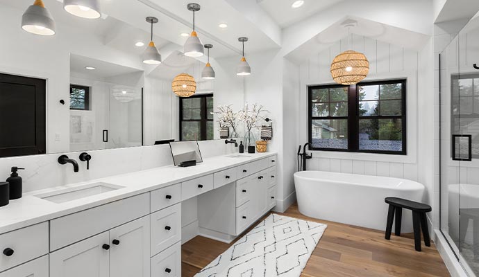 Well-decorated master bathroom
