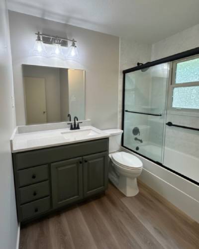 Remodeled bathroom with high-quality fixtures and modern design